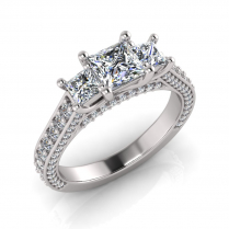 Princess Claw Set Trilogy | Flat Pave Set Shank