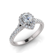 Pear Halo Scalloped Set Split Ring