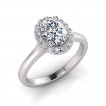 Oval Halo Scalloped Set I Half Round Shank 