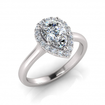 Pear Halo Scalloped Set I Half Round Shank 