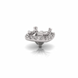 Princess With Cushion Halo Scalloped Set I Half Round Shank 