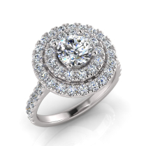 Round Double Halo Scalloped Set Ring