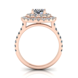 Round Double Halo Scalloped Set Ring