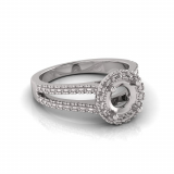 Round Halo Scalloped Set | Half Round Diamond Set Split Shank