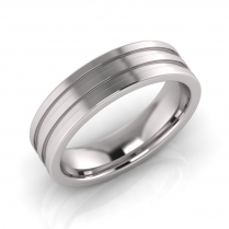 Flat Double Line Engraved Men's Ring