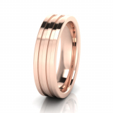 Flat Double Line Engraved Men's Ring