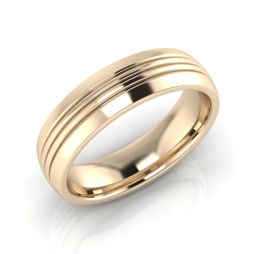 Half Round Triple Line Engraved Men's Ring Chemgold