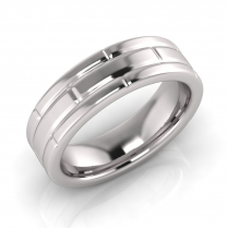 Flat Triple Row Men's Brick Ring