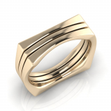 Flat Square Three Section Men's Ring