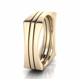 Flat Square Three Section Men's Ring