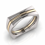 Flat Square Three Section Men's Ring