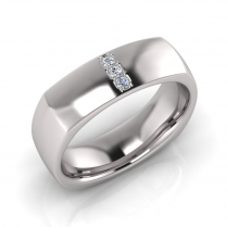 Half Round Square Shaped Three Stone Insert Men's Ring