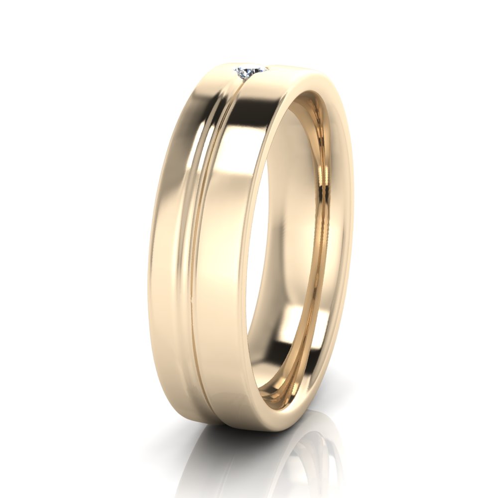 Half Round Groove And One Stone Men’s Ring Chemgold