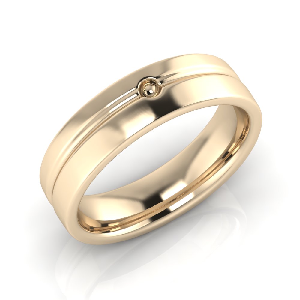 Half Round Groove And One Stone Men’s Ring Chemgold