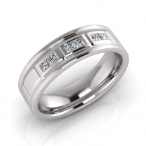 Flat Multi Line Engraved With Stones Men’s Ring