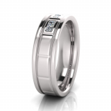 Flat Multi Line Engraved With Stones Men’s Ring