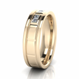 Flat Multi Line Engraved With Stones Men’s Ring