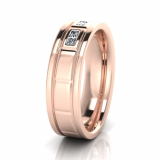 Flat Multi Line Engraved With Stones Men’s Ring