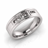 Flat Multi Line Engraved With Stones Men’s Ring