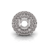 Double Scallop Set Round Halo Pendant