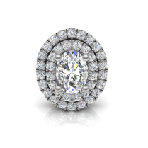 Double Scallop Set Oval Halo Pendant