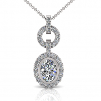 Tube Set Oval Halo Pendant