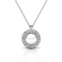 Pearl Pendant With Scallop Set Halo