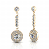 Round Claw Set And Double Halo Pave Set Drop Earring