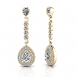 Pear Claw Set And Double Halo Pave Set Drop Earring