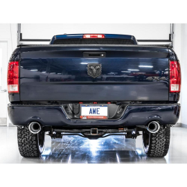 AWE 09-18 RAM 1500 5.7L (w/Cutouts) 0FG Dual Rear Exit Cat-Back Exhaust - Chrome Silver Tips