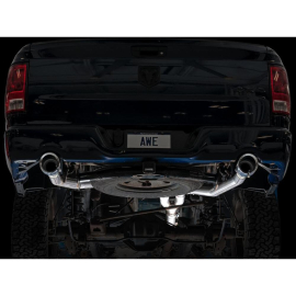 AWE 09-18 RAM 1500 5.7L (w/Cutouts) 0FG Dual Rear Exit Cat-Back Exhaust - Chrome Silver Tips