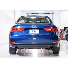 AWE Audi 8V A3 Touring Edition Exhaust - Dual Outlet Diamond Black 90 mm Tips