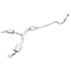 AWE Audi B9 A4 Touring Edition Exhaust Dual Outlet - Chrome Silver Tips (Includes DP)
