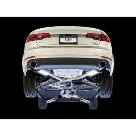 AWE Audi B9 A4 Touring Edition Exhaust Dual Outlet - Chrome Silver Tips (Includes DP)