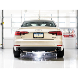 AWE Audi B9 A4 Touring Edition Exhaust Dual Outlet - Chrome Silver Tips (Includes DP)