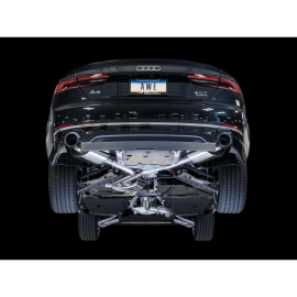 AWE Audi B9 A5 Touring Edition Exhaust Dual Outlet - Chrome Silver Tips (Includes DP)