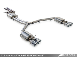 AWE Audi C7.5 A7 3.0T Touring Edition Exhaust - Quad Outlet Chrome Silver Tips