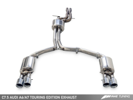 AWE Audi C7.5 A7 3.0T Touring Edition Exhaust - Quad Outlet Chrome Silver Tips