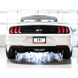 AWE 2018+ Ford Mustang GT (S550) Cat-back Exhaust - Touring Edition (Quad Chrome Silver Tips)