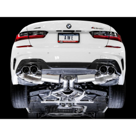 AWE 2019+ BMW M340i (G20) Resonated Touring Edition Exhaust - Quad Chrome Silver Tips