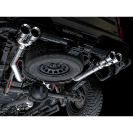 AWE 4th Gen GM 1500 6.2L 0FG Catback Split Rear Exit (w/ Bumper Cutouts) - Quad Chrome Tips