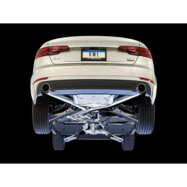 AWE Audi B9 A4 Track Edition Exhaust Dual Outlet - Chrome Silver Tips (Includes DP)