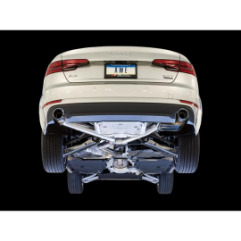 AWE Audi B9 A4 SwitchPath Exhaust Dual Outlet - Chrome Silver Tips (Includes DP and Remote)