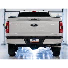 AWE 0FG Dual Side Exit Exhaust for 2021+ Ford F-150 - 4.5" Chrome Silver Tips