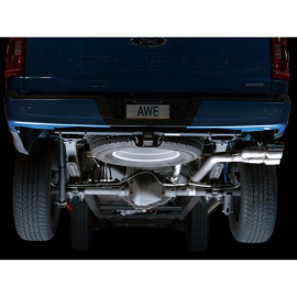 AWE 0FG Dual Side Exit Exhaust for 2021+ Ford F-150 - 4.5" Chrome Silver Tips