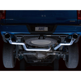 AWE 0FG Dual Split Rear Exhaust for 2021+ Ford F-150 - 5" Chrome Silver Tips