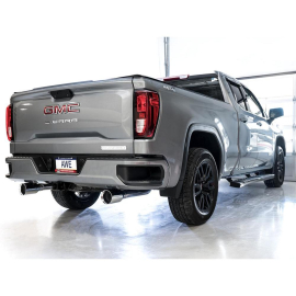 AWE 0FG Catback Split Rear Exit Exhaust for 4th Gen Silverado/Sierra 1500 5.3L (Flat Bumper) - Dual Chrome Silver Tips