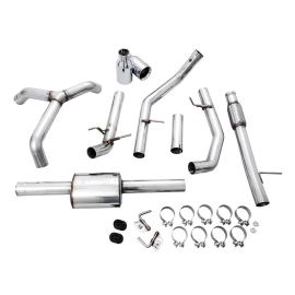 AWE 0FG Catback Split Rear Exit Exhaust for 4th Gen Silverado/Sierra 1500 5.3L (Flat Bumper) - Dual Chrome Silver Tips