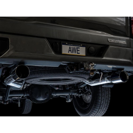 AWE 0FG Catback Split Rear Exit Exhaust for 4th Gen Silverado/Sierra 1500 5.3L (Flat Bumper) - Dual Diamond Black Tips