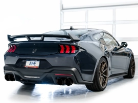 AWE Track Edition Exhaust for S650 Ford Mustang Dark Horse - Quad Diamond Black Tips